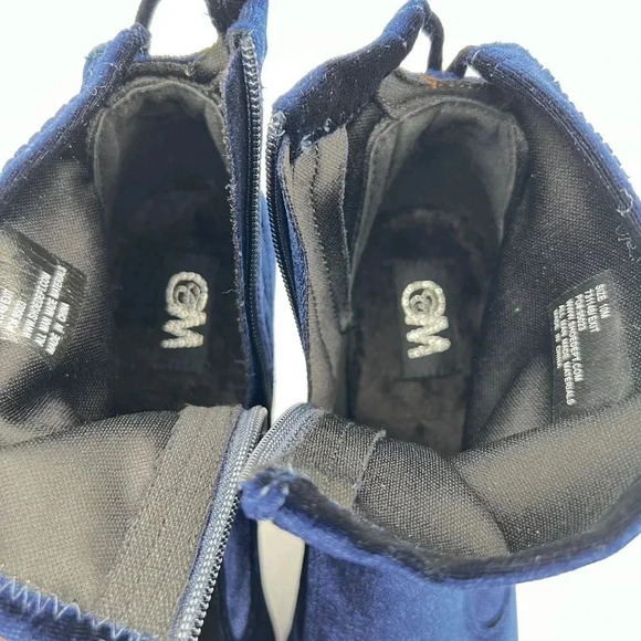 NEW Blue Velvet Ankle Booties Women 10M Zip Closure Block Heel Boots Elvis Shoes - Picture 14 of 16